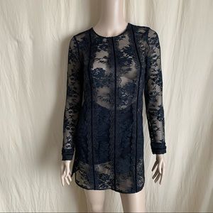 Last call! Majorelle Black Net Lace Sheer Mini Dress